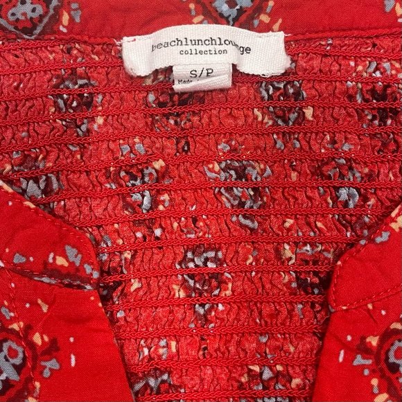 beachlunchlounge Red Heart Patterned Ashley Long Sleeve Button Up, Size S‎ - Picture 7 of 8